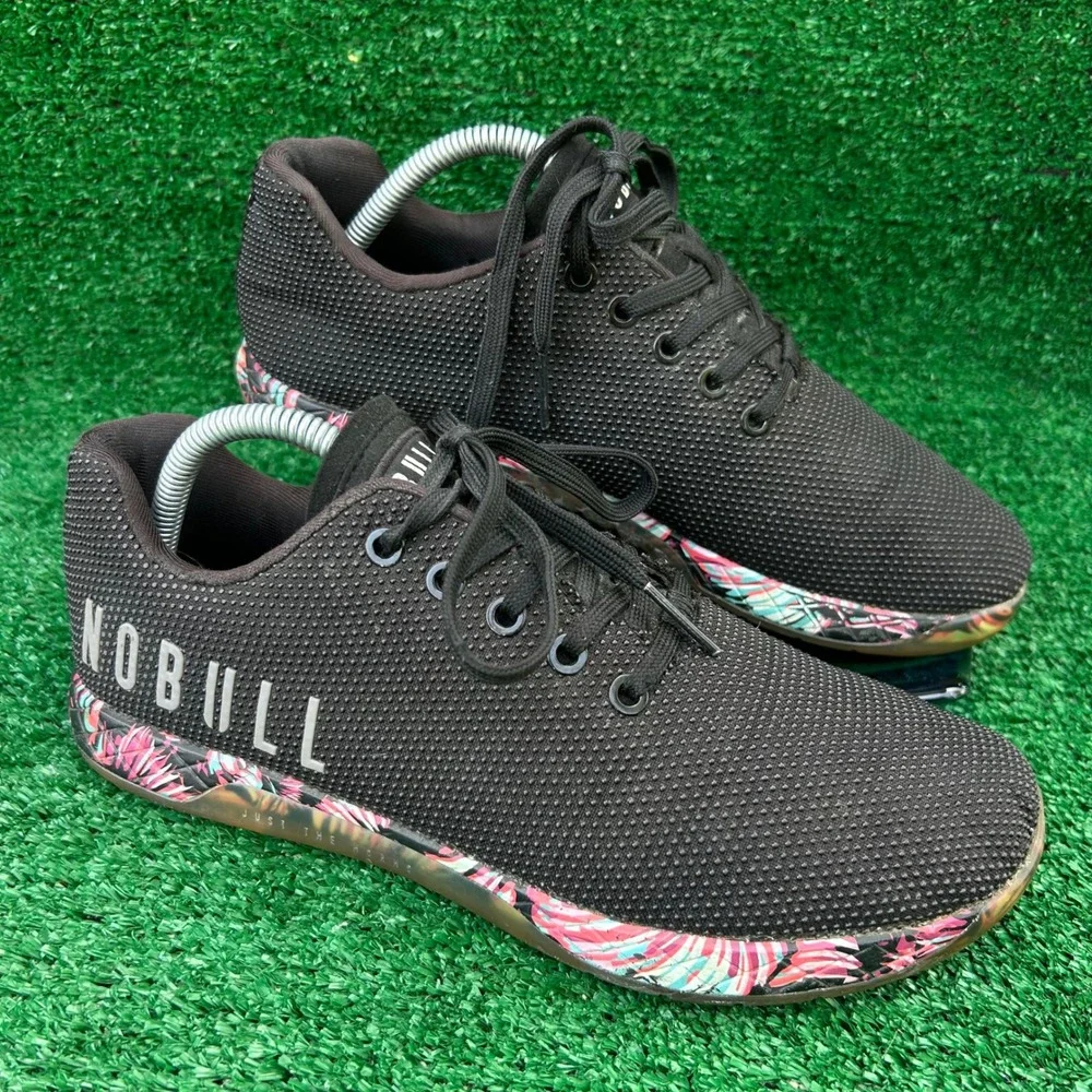 NOBULL SuperFabric Trainers Black Tropical Floral Men 8.5 Women 10 Training Shoe
